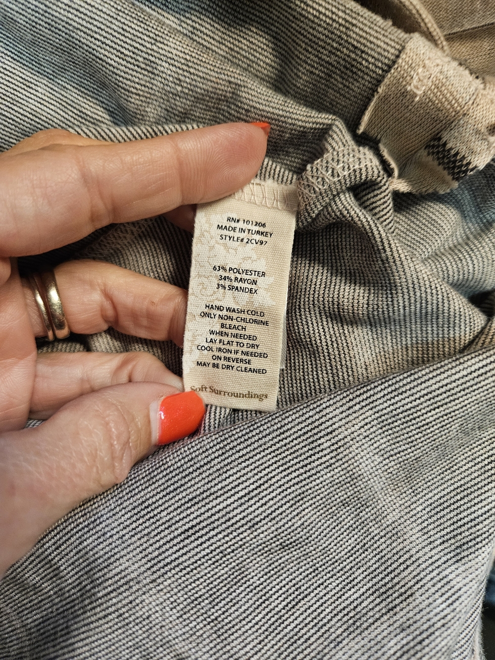 Soft Surroundings Tan And Gray Striped Plaid Tunic - Picture 7 of 7
